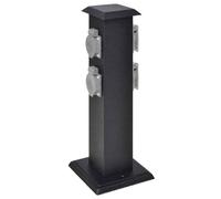 vidaXL Borne Jardin Électrique 4 Prises Noir Bloc Prises de Jardin Extérieures