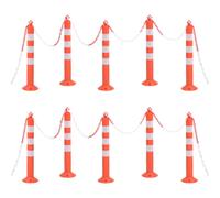 Vidaxl Bornes De Contr?Le Du Trafic 10 Pcs Avec Cha?Ne 75 Cm Pe