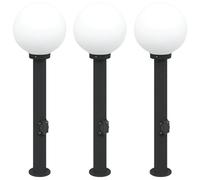 vidaXL Bornes Lumineuses avec Sortie Lot de 3 80 cm Noir IP44