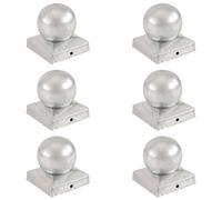 vidaXL Bouchons de poteau 6 pcs Globe final Métal galvanisé 91x91 mm
