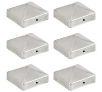 Vidaxl Bouchons De Poteau De Clôture 6 Pcs Métal Galvanisé 71x71 Mm