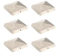 6x Bouchons de Poteau de Clôture Pyramidaux Chapeau de Poteau Capuchon Terrasse Porche Galvanisé à Chaud Acier Inoxydable 101x101 mm