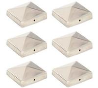 Bouchons de poteau de clôture pyramidaux 6 pcs Inox 81x81 mm