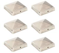 vidaXL Bouchons de poteau de clôture pyramidaux 6 pièces inox 91x91 mm