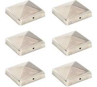 Bouchons de poteau de clôture pyramidaux 6 pcs Inox 91x91 mm
