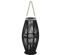 vidaXL Bougeoir suspendu en bambou – Noir 60 cm – Photophore décoratif