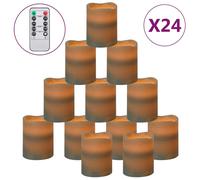 Vidaxl Bougies Ã Led Sans Flamme 24 Pcs Avec Tã©Lã©Commande Blanc Chaud