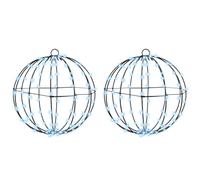 vidaXL Boule avec 192 LED 2 pcs Blanc Froid 30 cm Métal, Salon, Noël Moderne, déco Festive, Boule Lumineuse, éclairages LED, Accents saisonniers