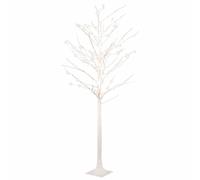 vidaXL Bouleau Blanc à LED 128 Décoration de Fête Ornement de Vacances Décoration de Jardin Salle de Séjour Intérieur LED Blanc Chaud 220 cm