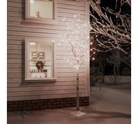 vidaXL Bouleau blanc à LED 128 LED Blanc chaud 220 cm