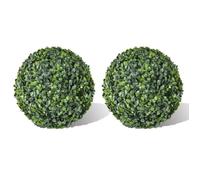 vidaXL Boules de Buis Artificielles Lot de 2, Ø35 cm, Feuillage Synthétique Vert Mixte, Pour Intérieur et Extérieur, 40872