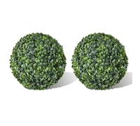 vidaXL Boules de buis artificielles Lot de 2 Ø35 cm Feuillage synthétique Vert, intérieur/extérieur
