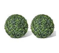 vidaXL Boules de Buis Artificielles Lot de 2, Ø35 cm, Feuillage Synthétique Vert Mixte, Pour Intérieur et Extérieur, 40872 Vert G
