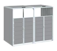 vidaXL Rangement à roulettes pour poubelles pour Deux bacs Gris Acier, Rangement de poubelles, Rangement de poubelles de Jardin, Hangar à poubelles