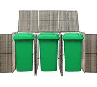 vidaXL Abri pour poubelle triple Gris 207x80x117 cm Résine tressée 319866