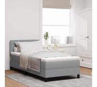 vidaXL Box Spring Bed avec Matelas & LED Gris Clair Tissu 100X200 cm Design Moderne Résistant Aux Taches Mobilier Intérieur Cadre Lit Simple Surmatelas Mousse Adolescent