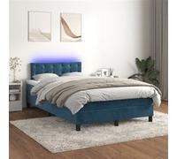 Vidaxl Sommier Tapissier Matelas Et Led Bleu Foncé 120x200 Cm Velours Multicolore