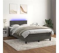 vidaXL Boxspring met matras en LED fluweel donkergrijs 120x200 cm3134394 Gris G
