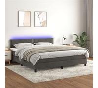 vidaXL Boxspring met matras en LED fluweel donkergrijs 160x200 cm3134352 Gris G