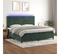 Vidaxl Sommier Tapissier Matelas Et Led Vert Foncé 200x200 Cm Velours Vert