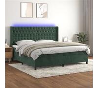 vidaXL Boxspring met matras en LED fluweel donkergroen 200x200 cm3139766 Vert G
