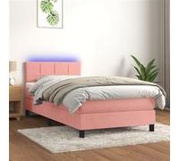 vidaXL Boxspring met matras en LED fluweel roze 80x200 cm3134374 Rose G
