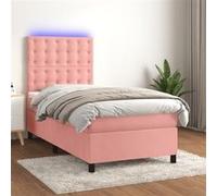 Vidaxl Sommier Tapissier Avec Matelas Et Led Rose 90x200 Cm Velours Multicolore