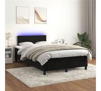 vidaXL Boxspring met matras en LED fluweel zwart 120x200 cm3134275 Noir G