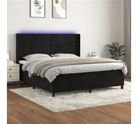Vidaxl Sommier Tapissier Avec Matelas Et Led Noir 160x200 Cm Velours Multicolore
