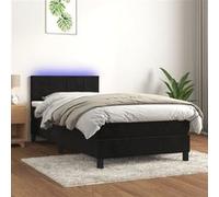 Vidaxl Sommier Tapissier Avec Matelas Et Led Noir 90x200 Cm Velours Multicolore