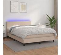 Boxspring met matras en LED kunstleer cappuccinokleur 140x190cm3134104