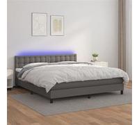 vidaXL Boxspring met matras en LED kunstleer grijs 160x200 cm3134235 Gris G