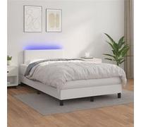 Vidaxl Sommier Tapissier Et Matelas Et Led Blanc 120x200 Cm Similicuir Multicolore