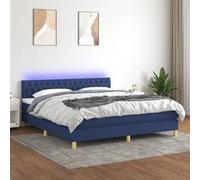 vidaXL Sommier tapissier avec matelas et LED Bleu 160x200 cm Tissu