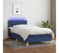 Sommier à Lattes de Lit avec Matelas et LED Rembourré Bleu 80x200cm Tissu vidaXL