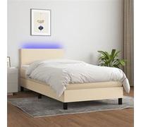 Boxspring met matras en LED stof crÃmekleurig 90x190 cm3132962