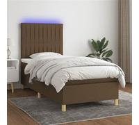 vidaXL Boxspring met matras en LED stof donkerbruin 100x200 cm3135576 Marron G