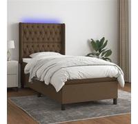 vidaXL Boxspring met matras en LED stof donkerbruin 100x200 cm3138536 Marron G