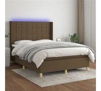 vidaXL Boxspring met matras en LED stof donkerbruin 140x190 cm3138872 Marron G