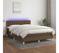 vidaXL Boxspring met matras en LED stof donkerbruin 140x200 cm3134040 Marron G
