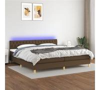 vidaXL Boxspring met matras en LED stof donkerbruin 200x200 cm3133984 Marron G