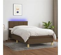 vidaXL Boxspring met matras en LED stof donkerbruin 80x200 cm3133672 Marron G