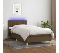 Boxspring met matras en LED stof donkerbruin 80x200 cm3133848