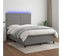 vidaXL Boxspring met matras en LED stof donkergrijs 140x190 cm3134790 Gris G