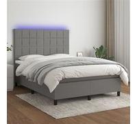 vidaXL Boxspring met matras en LED stof donkergrijs 140x200 cm3134878 Gris G