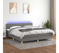 vidaXL Boxspring met matras en LED stof donkergrijs 160x200 cm3133966 Gris G