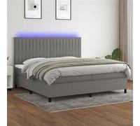 Vidaxl Sommier Tapissier Et Matelas Et Led Gris Foncé 200x200 Cm Tissu Multicolore