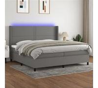 Boxspring met matras en LED stof donkergrijs 200x200 cm3138262