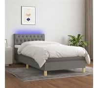 vidaXL Boxspring met matras en LED stof donkergrijs 90x190 cm3133918 Gris G