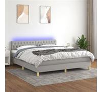 vidaXL Boxspring met matras en LED stof lichtgrijs 160x200 cm 3133965 Gris clair G